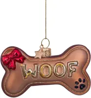 Vondels glazen kerstbal hondenbot 9cm bruin - afbeelding 1
