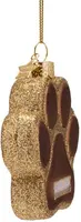 Vondels glazen kerstbal hondenpoot 7cm bruin, goud - afbeelding 2