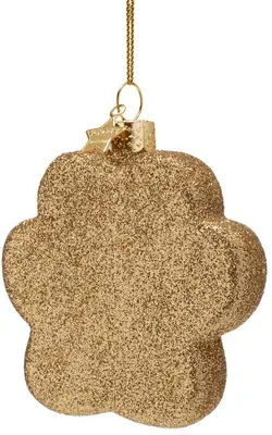 Vondels glazen kerstbal hondenpoot 7cm bruin, goud - afbeelding 3
