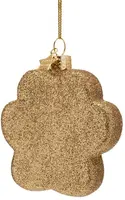 Vondels glazen kerstbal hondenpoot 7cm bruin, goud - afbeelding 3