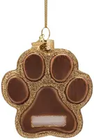 Vondels glazen kerstbal hondenpoot 7cm bruin, goud - afbeelding 1