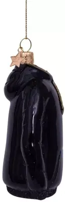 Vondels glazen kerstbal hoodie 9cm zwart - afbeelding 2