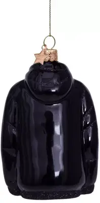 Vondels glazen kerstbal hoodie 9cm zwart - afbeelding 3