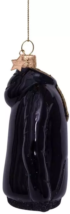 Vondels glazen kerstbal hoodie 9cm zwart  - afbeelding 2