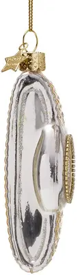 Vondels glazen kerstbal horloge 13cm zilver, goud - afbeelding 2