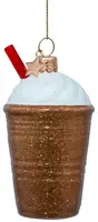 Vondels glazen kerstbal ijskoffie 10.5cm bruin, wit  - afbeelding 3