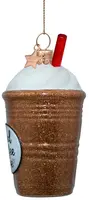 Vondels glazen kerstbal ijskoffie 10.5cm bruin, wit  - afbeelding 4
