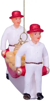 Vondels glazen kerstbal kaasdragers alkmaar 7cm wit, rood - afbeelding 2