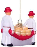Vondels glazen kerstbal kaasdragers alkmaar 7cm wit, rood - afbeelding 3