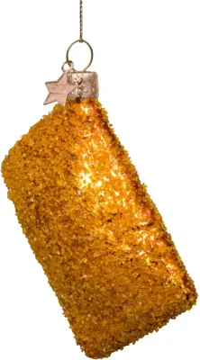 Vondels glazen kerstbal kaassoufflee 9cm bruin - afbeelding 2