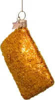 Vondels glazen kerstbal kaassoufflee 9cm bruin - afbeelding 2