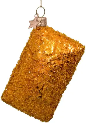 Vondels glazen kerstbal kaassoufflee 9cm bruin - afbeelding 1