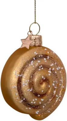 Vondels glazen kerstbal kaneelbroodje 8cm bruin - afbeelding 2
