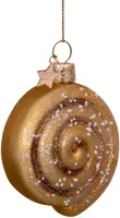 Vondels glazen kerstbal kaneelbroodje 8cm bruin - afbeelding 2
