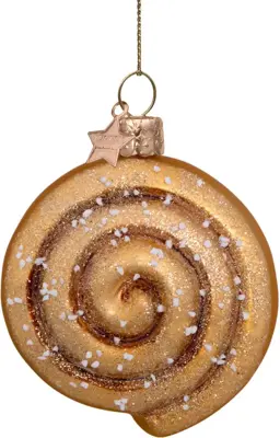 Vondels glazen kerstbal kaneelbroodje 8cm bruin - afbeelding 1