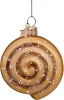 Vondels glazen kerstbal kaneelbroodje 8cm bruin - afbeelding 1