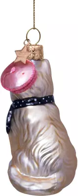 Vondels glazen kerstbal kat met sjaal en barret 8.5cm grijs  - afbeelding 4