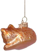 Vondels glazen kerstbal kat slapend 3.5cm bruin - afbeelding 2