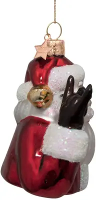 Vondels glazen kerstbal kerstman cool 9cm rood, wit - afbeelding 3