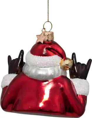 Vondels glazen kerstbal kerstman cool 9cm rood, wit - afbeelding 4