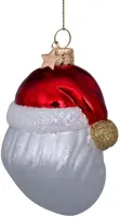 Vondels glazen kerstbal kerstman met hartjesbril 10cm rood, wit - afbeelding 4