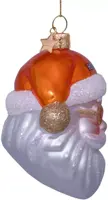 Vondels glazen kerstbal kerstman nederlands elftal met hartjesbril 10cm oranje - afbeelding 3