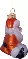 Vondels glazen kerstbal kerstman nederlands elftal met voetbal 9cm oranje  - afbeelding 3