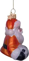 Vondels glazen kerstbal kerstman nederlands elftal met voetbal 9cm oranje - afbeelding 3