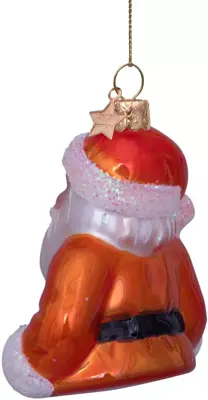 Vondels glazen kerstbal kerstman nederlands elftal met voetbal 9cm oranje - afbeelding 5
