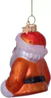 Vondels glazen kerstbal kerstman nederlands elftal met voetbal 9cm oranje - afbeelding 5