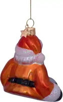 Vondels glazen kerstbal kerstman nederlands elftal met voetbal 9cm oranje - afbeelding 4