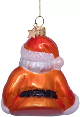 Vondels glazen kerstbal kerstman nederlands elftal met voetbal 9cm oranje - afbeelding 6