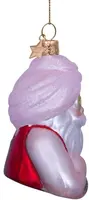 Vondels glazen kerstbal kerstman wellness 8.5cm multi - afbeelding 3