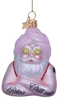 Vondels glazen kerstbal kerstman wellness 8.5cm multi - afbeelding 1