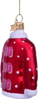 Vondels glazen kerstbal kersttrui 'ho ho ho' 8cm rood - afbeelding 2