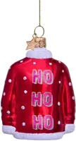Vondels glazen kerstbal kersttrui 'ho ho ho' 8cm rood - afbeelding 1