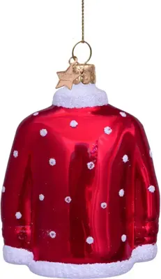 Vondels glazen kerstbal kersttrui 'ho ho ho' 8cm rood - afbeelding 4