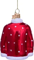 Vondels glazen kerstbal kersttrui 'ho ho ho' 8cm rood - afbeelding 4
