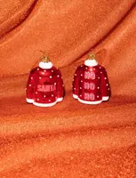 Vondels glazen kerstbal kersttrui 'ho ho ho' 8cm rood - afbeelding 5