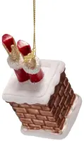 Vondels glazen kerstbal kerstvrouw in schoorsteen 10cm multi - afbeelding 2