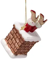 Vondels glazen kerstbal kerstvrouw in schoorsteen 10cm multi - afbeelding 1
