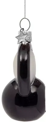 Vondels glazen kerstbal kettlebell 8cm zwart - afbeelding 3