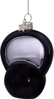 Vondels glazen kerstbal kettlebell 8cm zwart - afbeelding 4