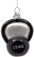 Vondels glazen kerstbal kettlebell 8cm zwart - afbeelding 1