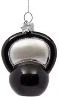 Vondels glazen kerstbal kettlebell 8cm zwart - afbeelding 2