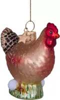 Vondels glazen kerstbal kip met eieren 7.5cm multi - afbeelding 2