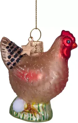Vondels glazen kerstbal kip met eieren 7.5cm multi - afbeelding 1