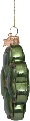 Vondels glazen kerstbal klavertje 8cm groen - afbeelding 3