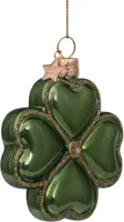 Vondels glazen kerstbal klavertje 8cm groen - afbeelding 2