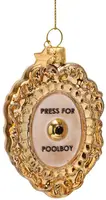 Vondels glazen kerstbal knop 'press for poolboy' 9cm goud - afbeelding 1